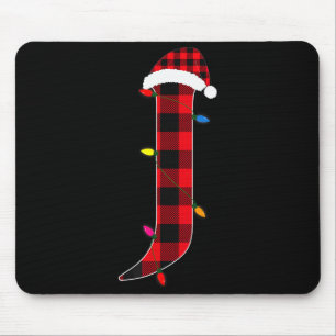 Underbar bokstav J Initialt namn Buffalo Plaid Jul Musmatta