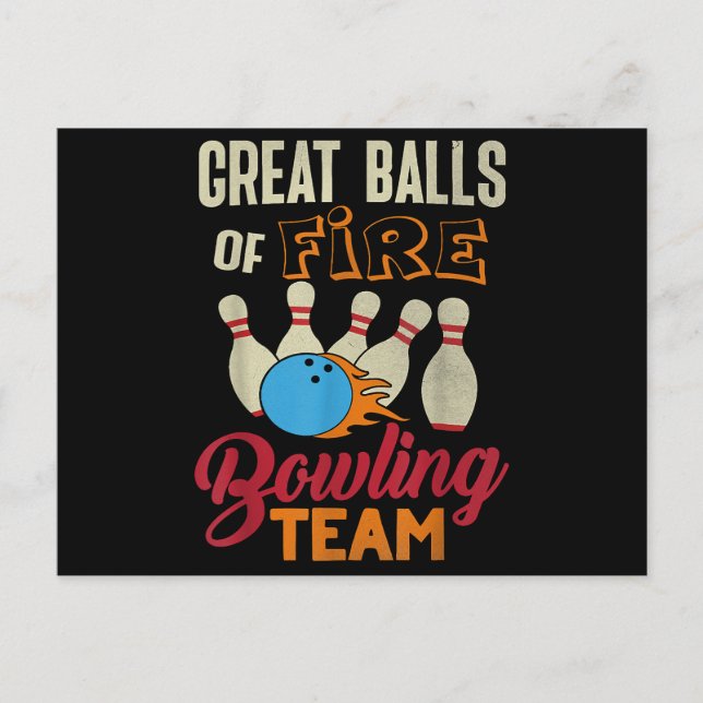 Underbar Bollar Fire Bowling Team Shirt Funny Vint Helg Vykort (Framsida)