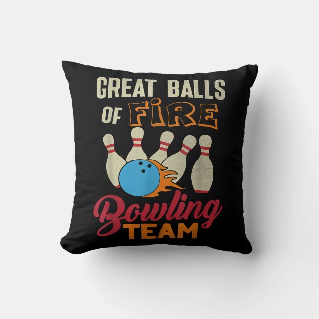 Underbar Bollar Fire Bowling Team Shirt Funny Vint Kudde (Framsida)