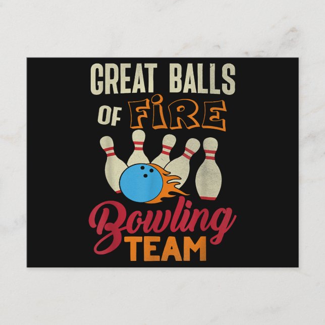Underbar Bollar Fire Bowling Team Shirt Funny Vint Tilläggskort (Framsida)