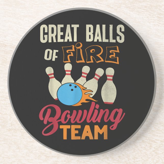 Underbar Bollar Fire Bowling Team Shirt Funny Vint Underlägg (Framsidan)