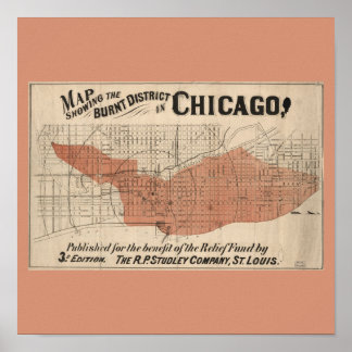 Underbar brand i Chicago karta Poster