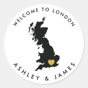 Underbar Britain Bröllop Welcome Sticker, England Runt Klistermärke