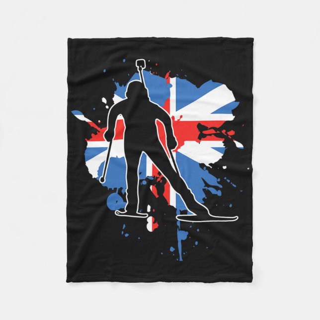 Underbar Britain Flagga Biathlonist - British Biat Fleecefilt (Framsidan)