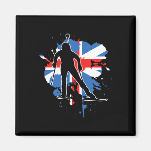 Underbar Britain Flagga Biathlonist - British Biat Magnet
