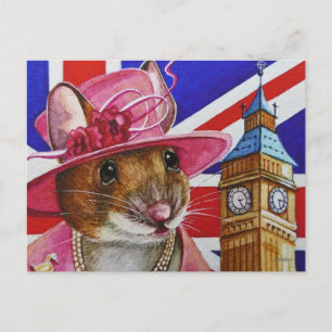 Underbar Britain Queen Mouse Big Ben Watercolor Ar Vykort