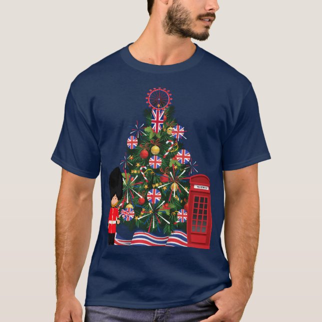 Underbar Britian Julgran Euro British Europe T Shirt (Framsida)