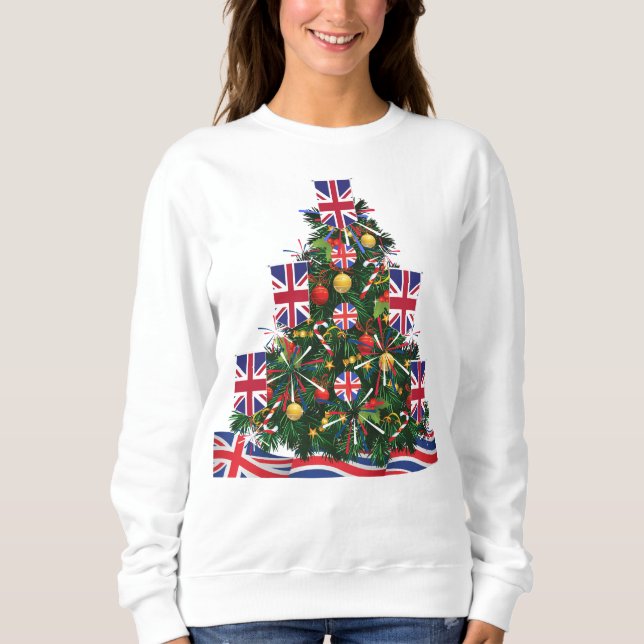Underbar Britian Julgran Euro British Europe T Shirt (Framsida)
