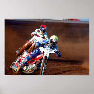 Underbar British Speedway Motorcle Action Poster