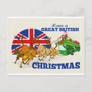 Underbar Brittisk jultomten Reindeer Doube Decke Helg Vykort