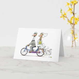 underbar bröllop giraffe-par på cykel kort