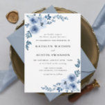 underbar bröllopsinbjudan för dammig blå blommigt inbjudningar<br><div class="desc">Tröskelblått temat bröllop med vattenfärgade blommor. Färg och text kan vara personlig.</div>