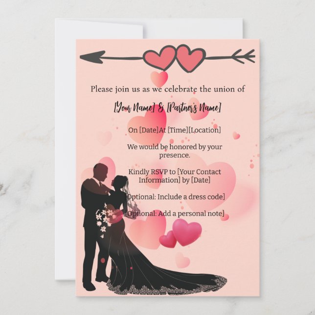 underbar bröllopsinbjudan inbjudningar (Framsida)