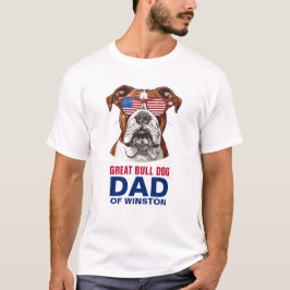 Underbar Bull Dog Pappa 4:e juli amerikanska Flagg T Shirt
