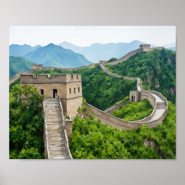 Underbar China - vattenfärgsgrafik Skriv ut Poster (Framsidan)