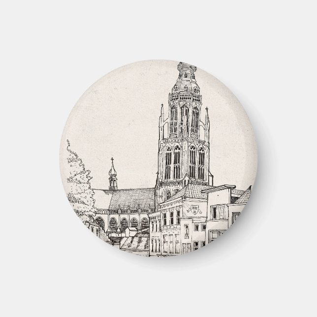 Underbar Church Breda Cityscape Nederländerna Magnet (Framsidan)