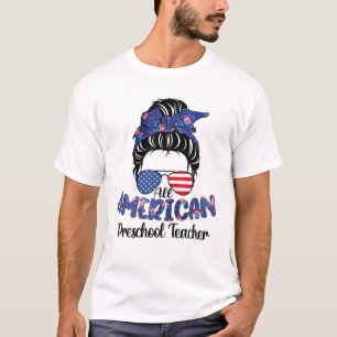 Underbar Cute All American Preschool Teacher 4 jul T Shirt