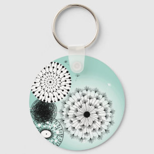 Underbar Dandelions Blue Button Keychain Nyckelring