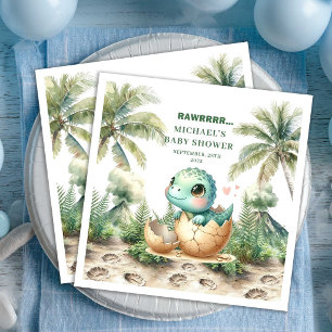 Underbar dino-baby shower kommer snart namn servet pappersservett