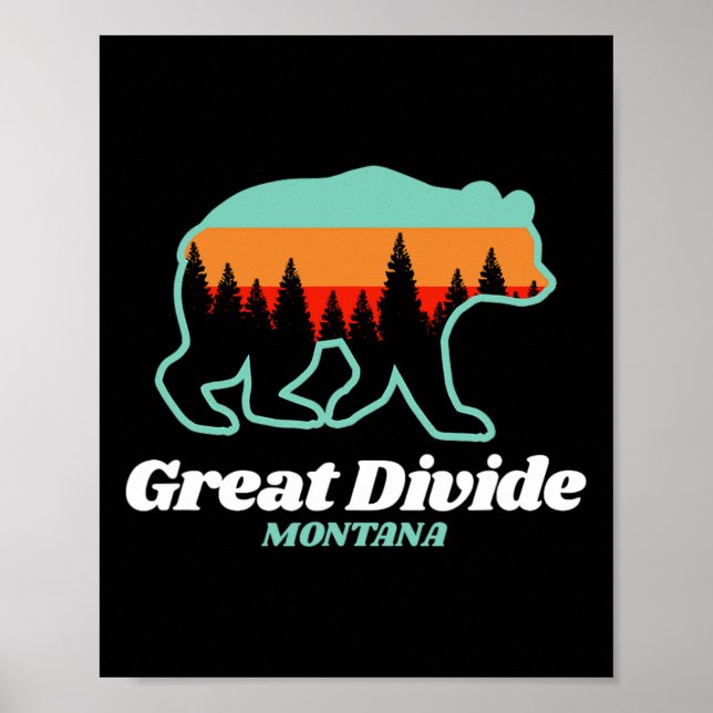 Underbar Divide Montana Skiing Snowboarding Bear Poster (Framsidan)