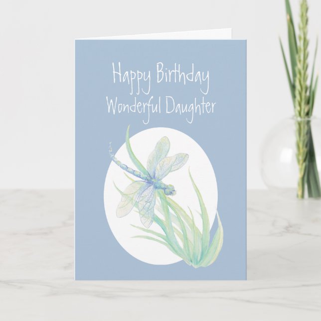 Underbar dotter Birthday Watercolor Dragonfly Kort (Framsida)