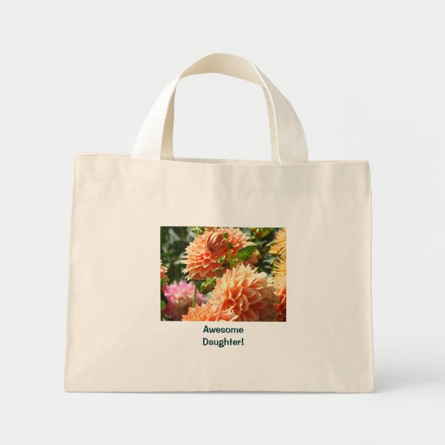Underbar dotter! Totebags Orange Dahlia Blomma Mini Tygkasse (Framsidan)
