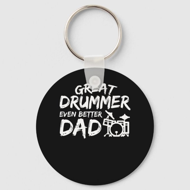 Underbar Drummer ännu bättre Pappa Gift Shirt Nyckelring (Framsida)