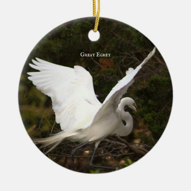 Underbar Egret Bird Photo Ornament (Framsidan)
