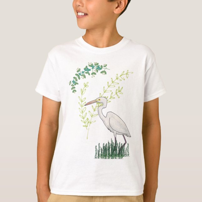 Underbar Egret-blommigten mönster T Shirt (Framsida)