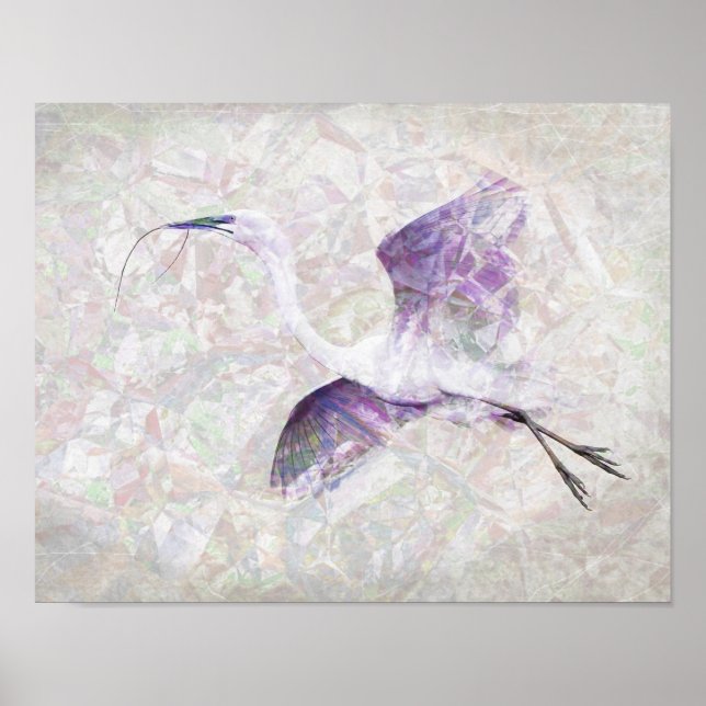 Underbar Egret Digital Art Poster (Framsidan)