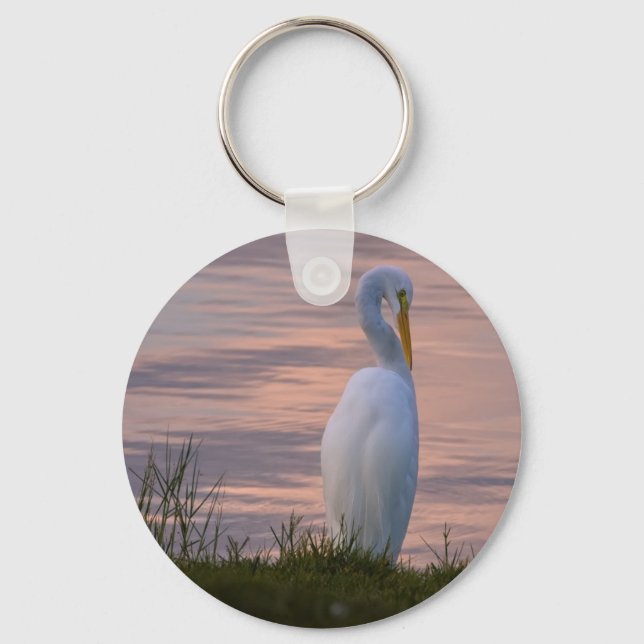 Underbar Egret i soluppgång-nyckelkedjan Nyckelring (Framsida)