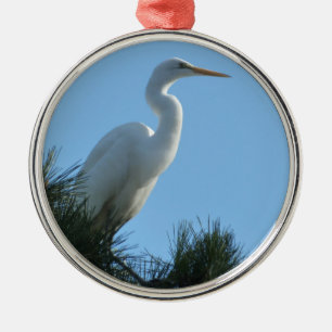 Underbar Egret i Sunny Florida Julgransprydnad Metall