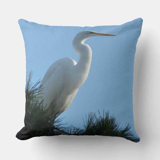 Underbar Egret i Sunny Florida Kudde (Framsida)