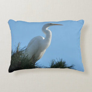 Underbar Egret i Sunny Florida Prydnadskudde