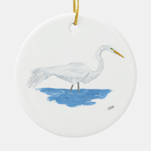 Underbar Egret Julgransprydnad Keramik