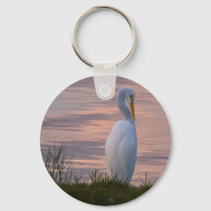 Underbar Egret på soluppgången Keychain Nyckelring
