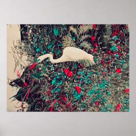 Underbar Egret Red Poster
