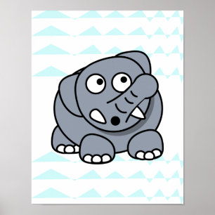 underbar elefant på schevrons bakgrund Nursery bab Poster