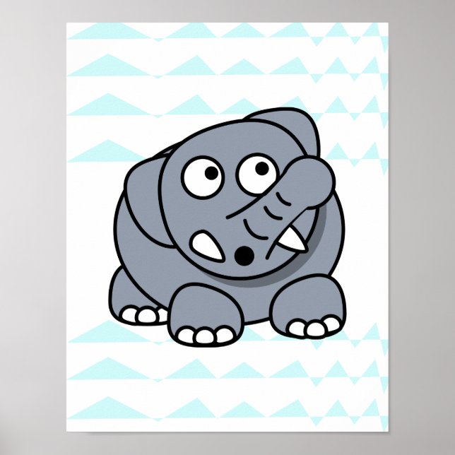 underbar elefant på schevrons bakgrund Nursery bab Poster (Framsidan)