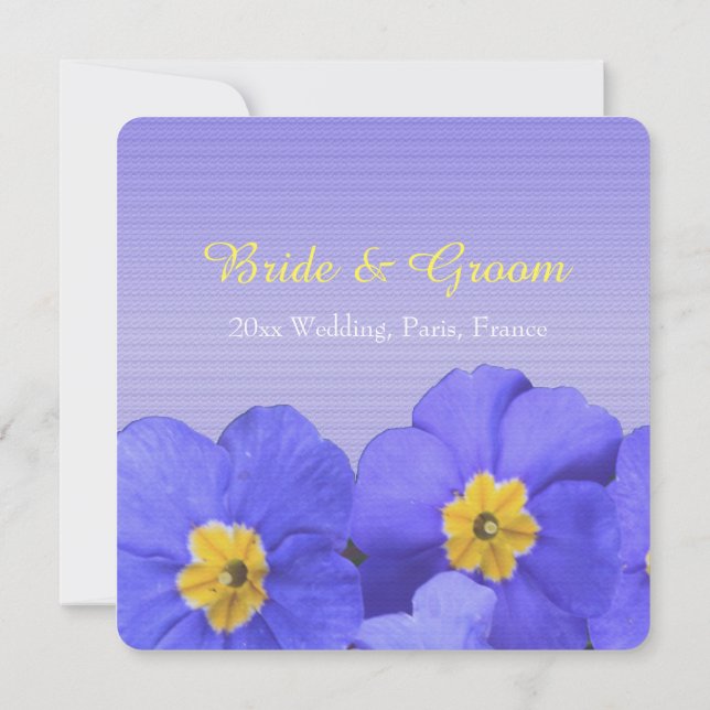 underbar, elegant blå och gula blommor bröllop inbjudningar (Baksida)