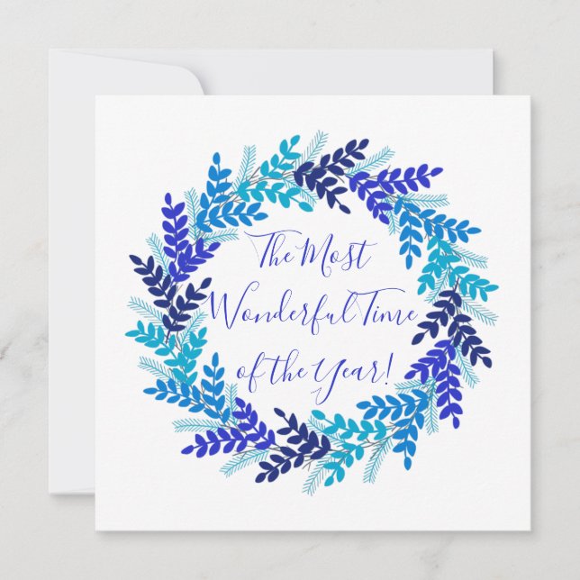 Underbar Elegant i år Blåjulkrans Julkort (Framsida)