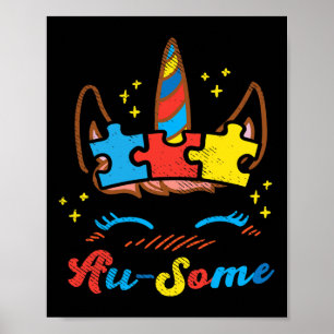Underbar enhörningsansikte Pussel Autism Medvetenh Poster