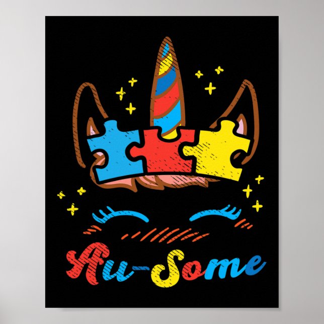 Underbar enhörningsansikte Pussel Autism Medvetenh Poster (Framsidan)