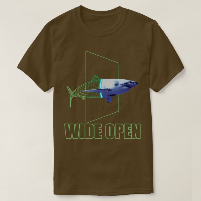 Underbar, estetisk trådram, vit haj t shirt (Design framsida)