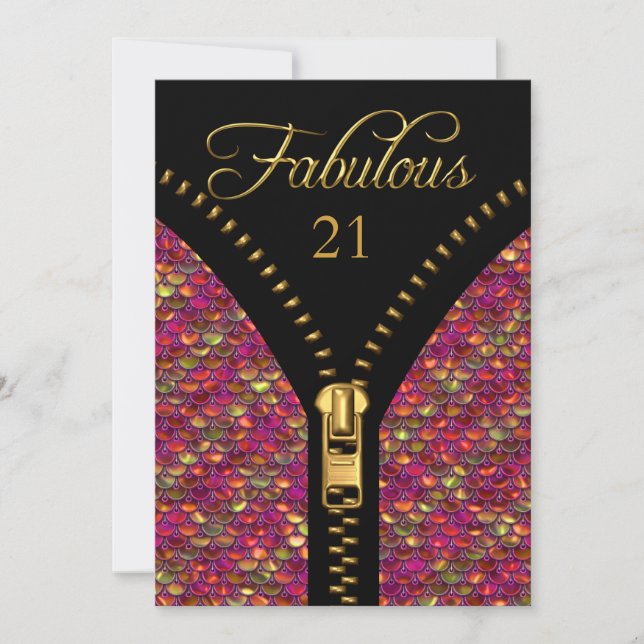 Underbar Fabulous glitter rosa guld svart födelsed Inbjudningar (Framsida)