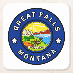 Underbar Falls Montana Underlägg Papper Kvadrat