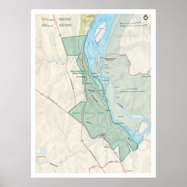 Underbar Falls Park Karta (1988) Virginia National Poster (Framsidan)