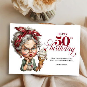 Underbar fantastisk kvinna 50-årsdag Humor Hälsnin Inbjudningar