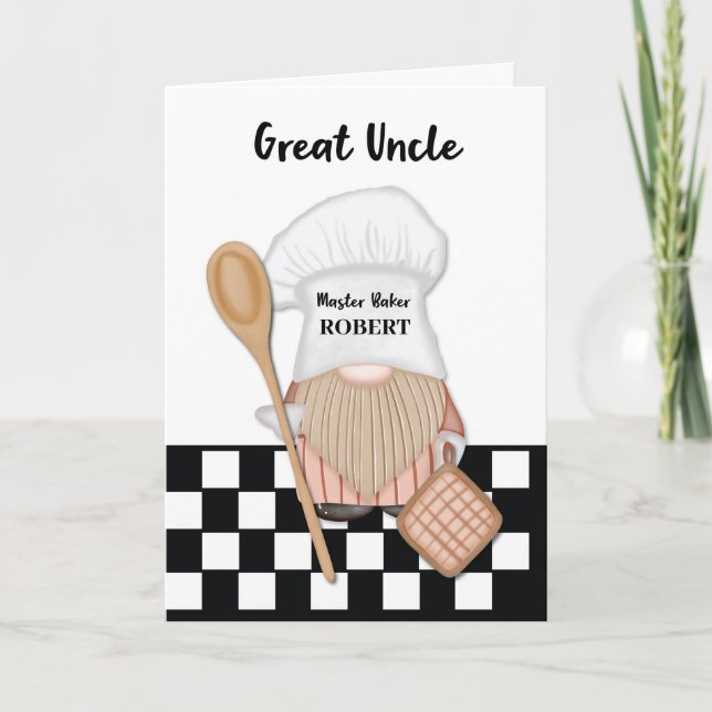 Underbar farbror Birthday Whimsical Gnome Baker Ba Kort (Framsida)