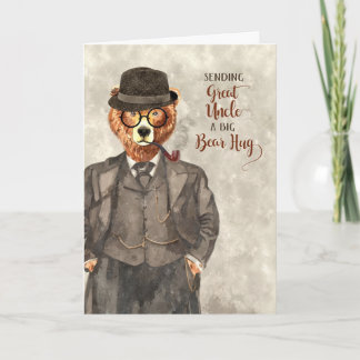 Underbar farbror Hipster Bear i Kostym Fars dag Kort